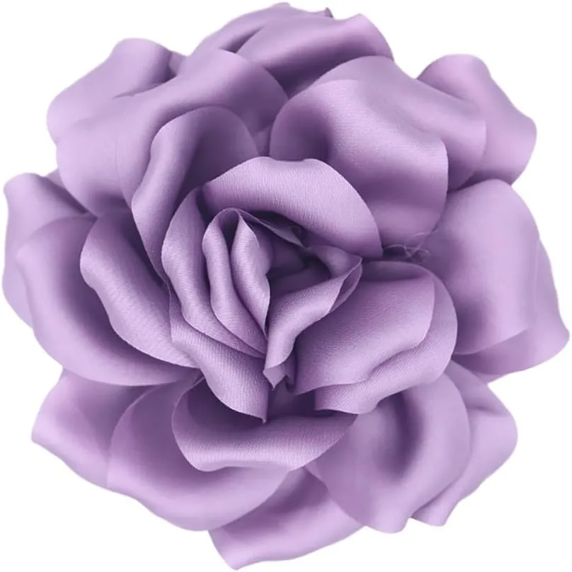 Large Dainty Satin Fabric Peony Flower Brooch Pins for Women Vintage Elegant Flower Brooch Hair Clip Pins Wedding Party Dance Dress Clothes Accessories