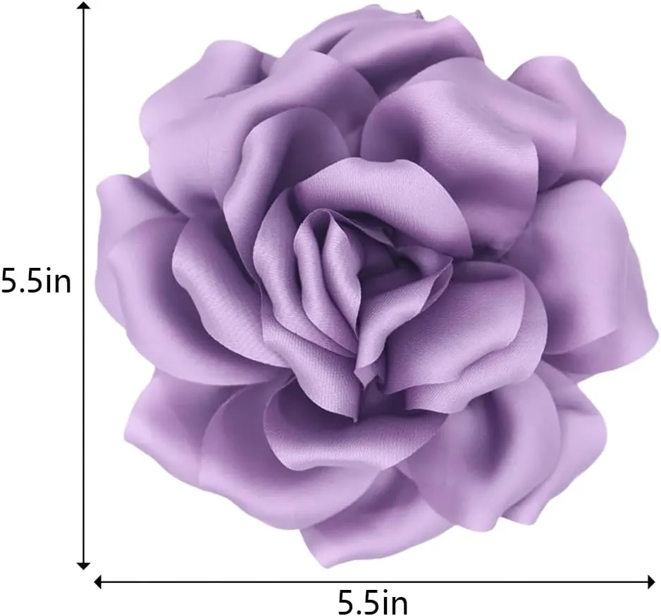 Large Dainty Satin Fabric Peony Flower Brooch Pins for Women Vintage Elegant Flower Brooch Hair Clip Pins Wedding Party Dance Dress Clothes Accessories