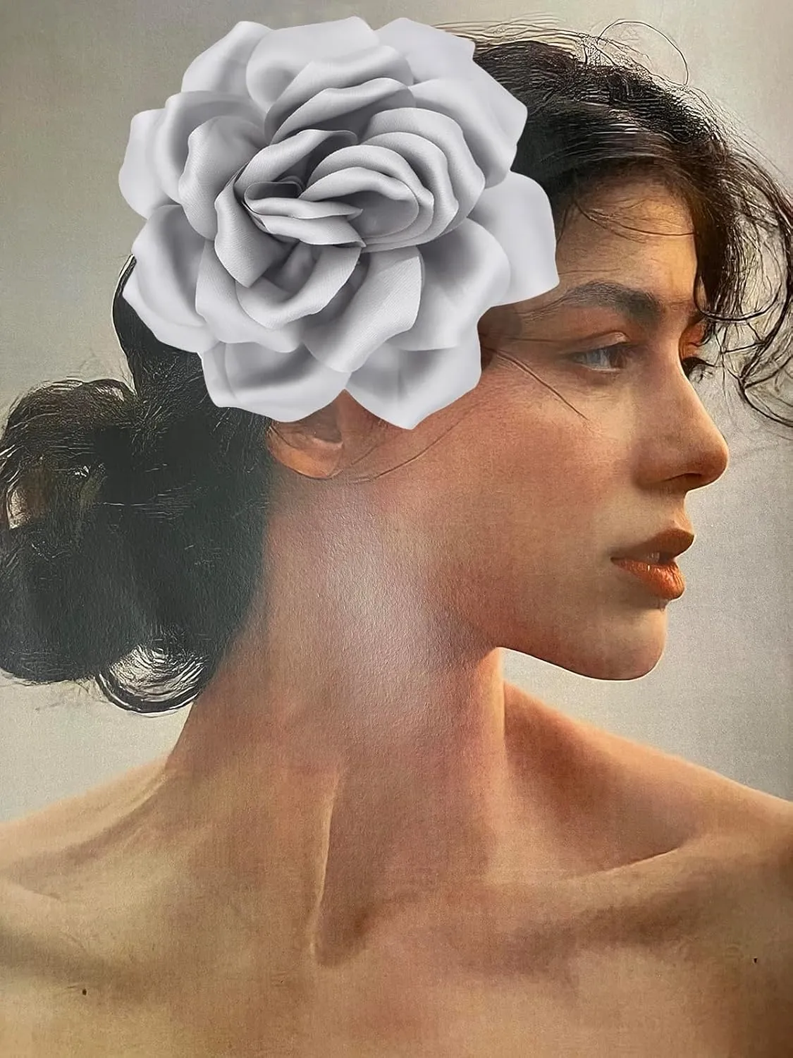 Large Dainty Satin Fabric Peony Flower Brooch Pins for Women Vintage Elegant Flower Brooch Hair Clip Pins Wedding Party Dance Dress Clothes Accessories