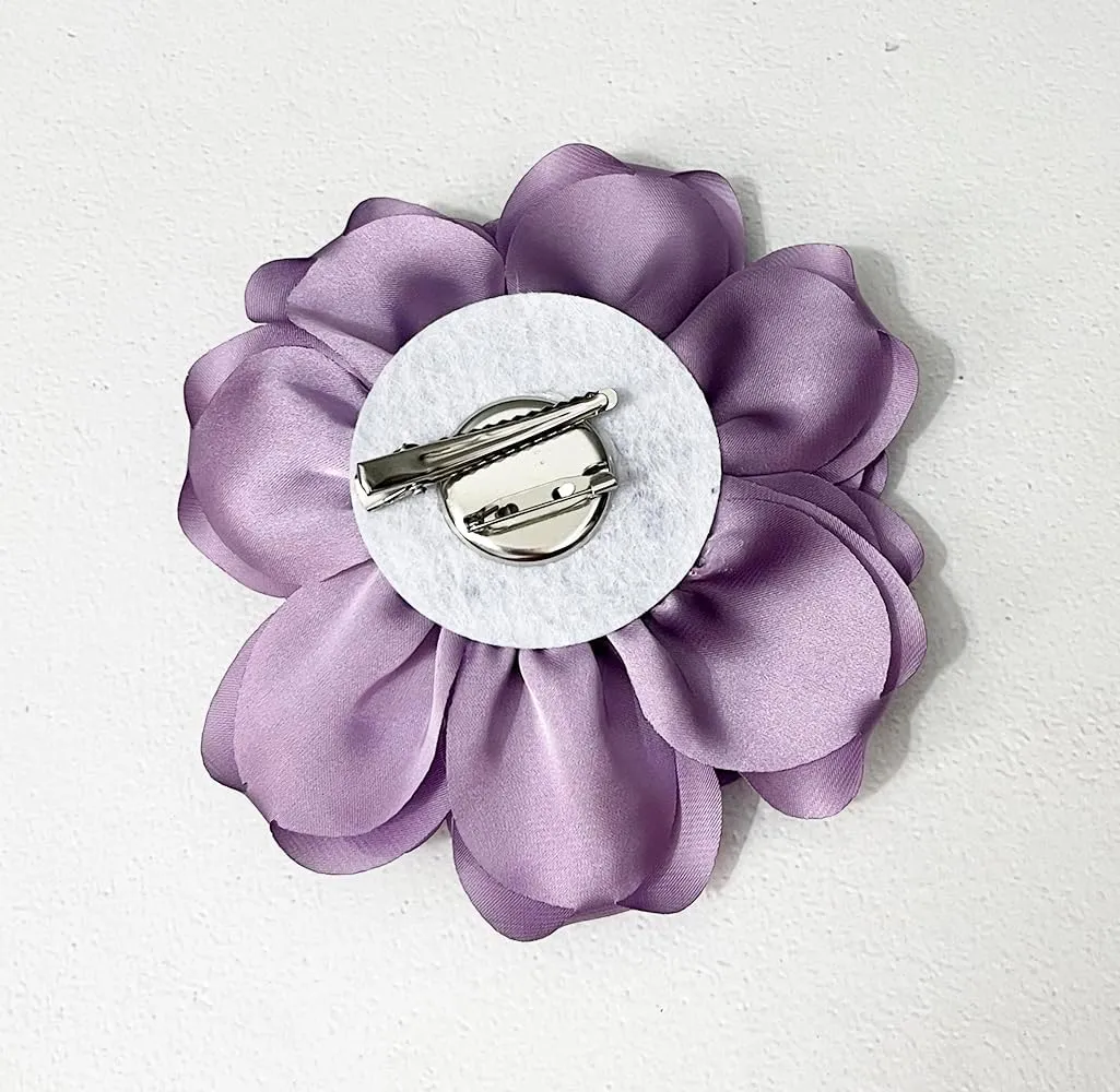 Large Dainty Satin Fabric Peony Flower Brooch Pins for Women Vintage Elegant Flower Brooch Hair Clip Pins Wedding Party Dance Dress Clothes Accessories
