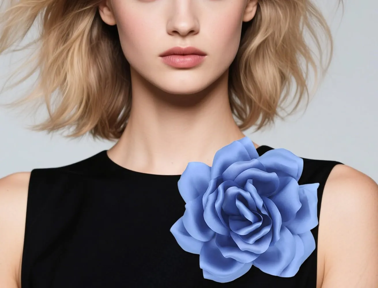 Large Dainty Satin Fabric Peony Flower Brooch Pins for Women Vintage Elegant Flower Brooch Hair Clip Pins Wedding Party Dance Dress Clothes Accessories
