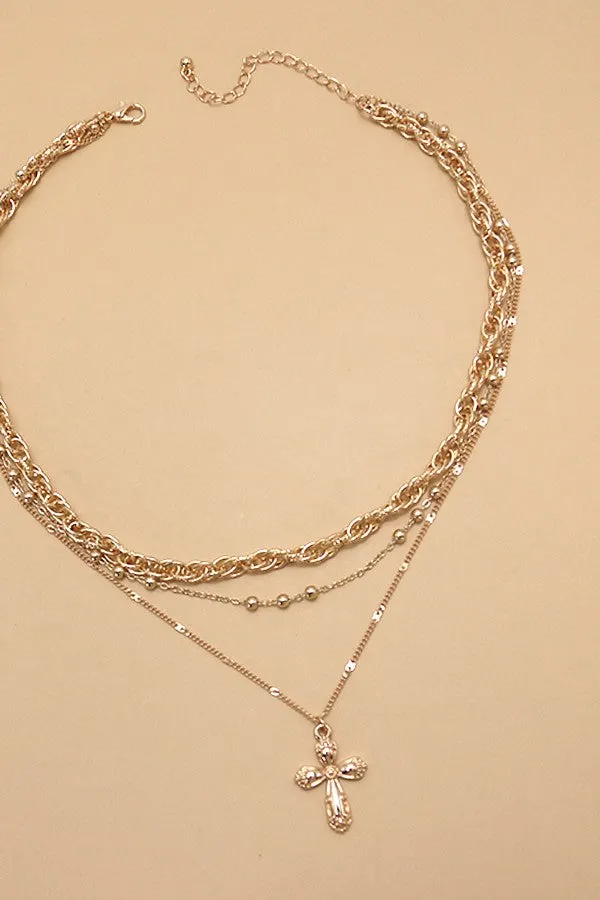 Layered Cross Pendant Necklace