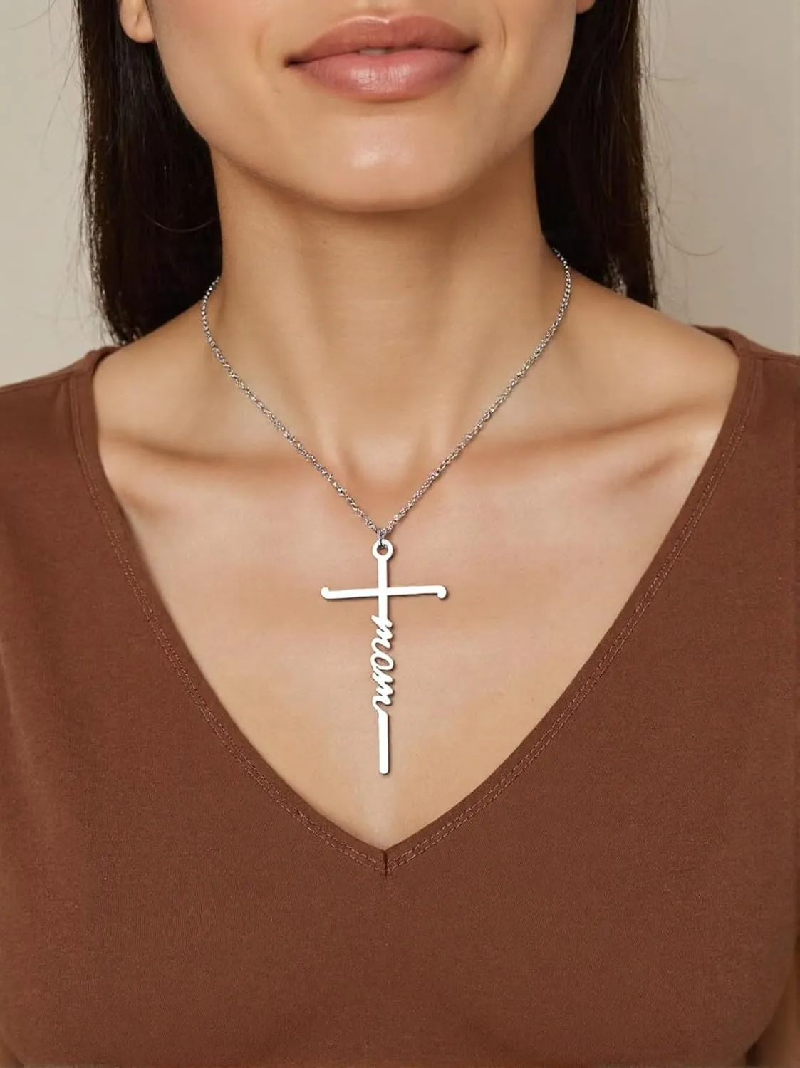 Lcbulu Faith Cross Necklace for Women - Stainless Steel Pendant Necklaces Religious Gifts for Women Christian Jewelry Gifts
