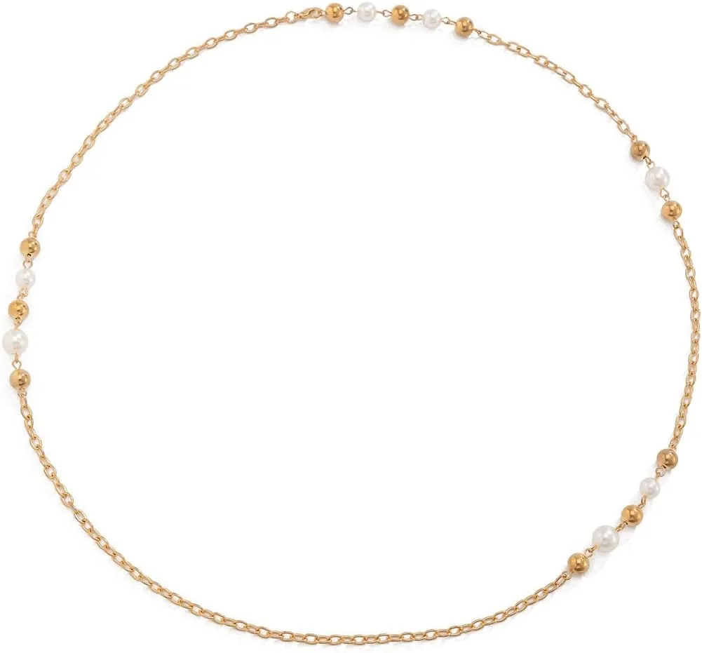Long Pearl Necklaces for Women Pearl Long Chain Necklace Dainty Gold And Long Pearl Necklaces Layered Pearl Necklace Statement Sweater Strand Chain Jewelry
