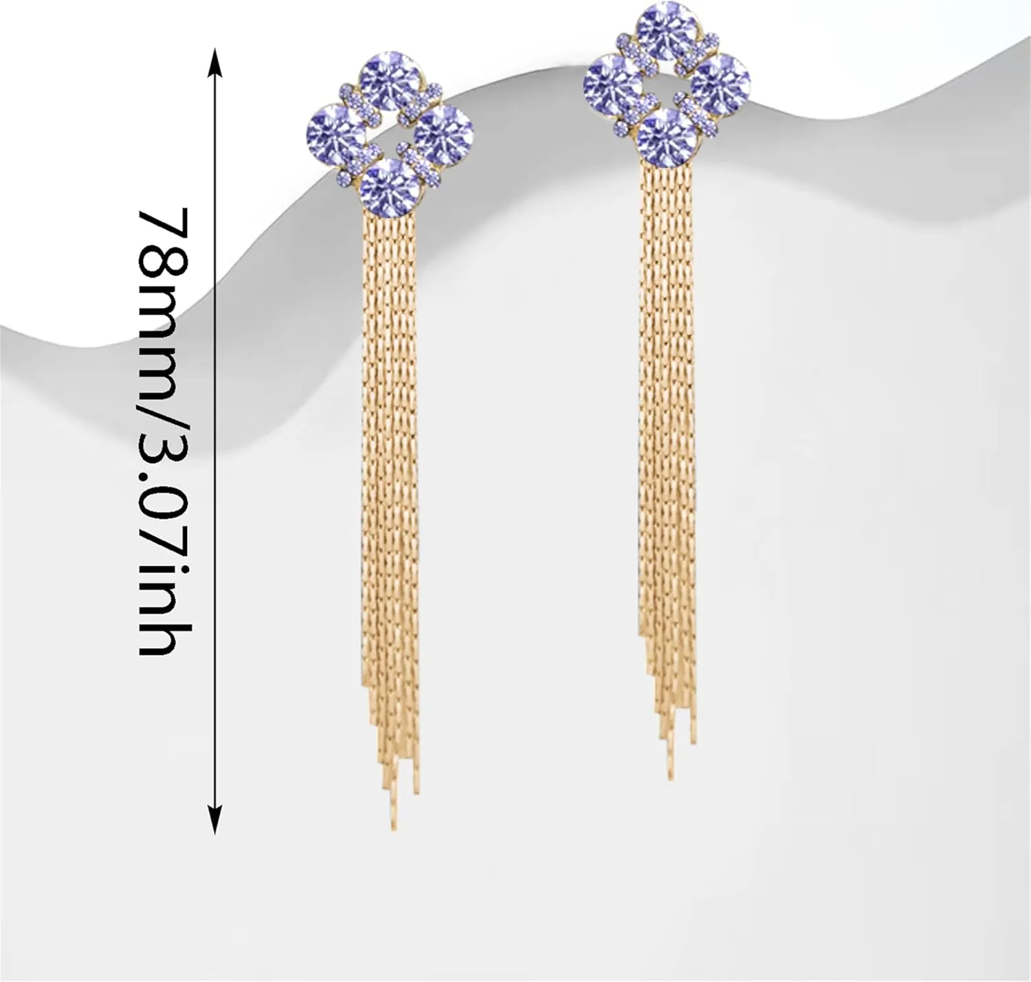 Long Sparkly Crystal Flower Metal Tassel Dangle Drop Earrings for Woman Teen Elegant Chic 14k Gold Rhinestone Floral Metal Chain Stud Earrings Wedding Party Bridesmaid Jewelry Gifts