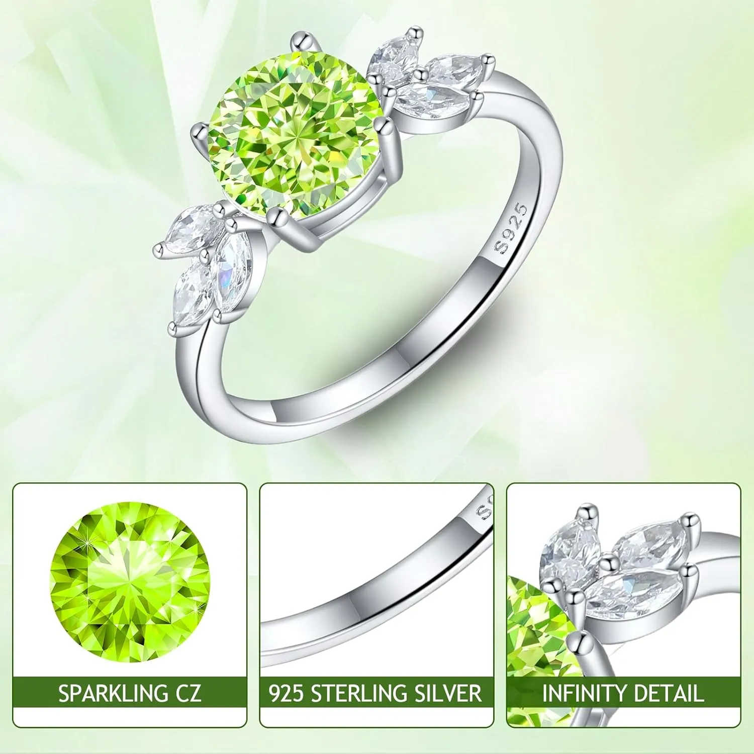 LOVECORE 925 Sterling Silver Engagement Rings for Women White Gold Plated Angel Wedding Promise Bands Cubic Zirconia Jewelry Surprise for Women Wife Her