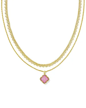 Mallory Rose Multi Strand Necklace Gold Blush Ivory MOP