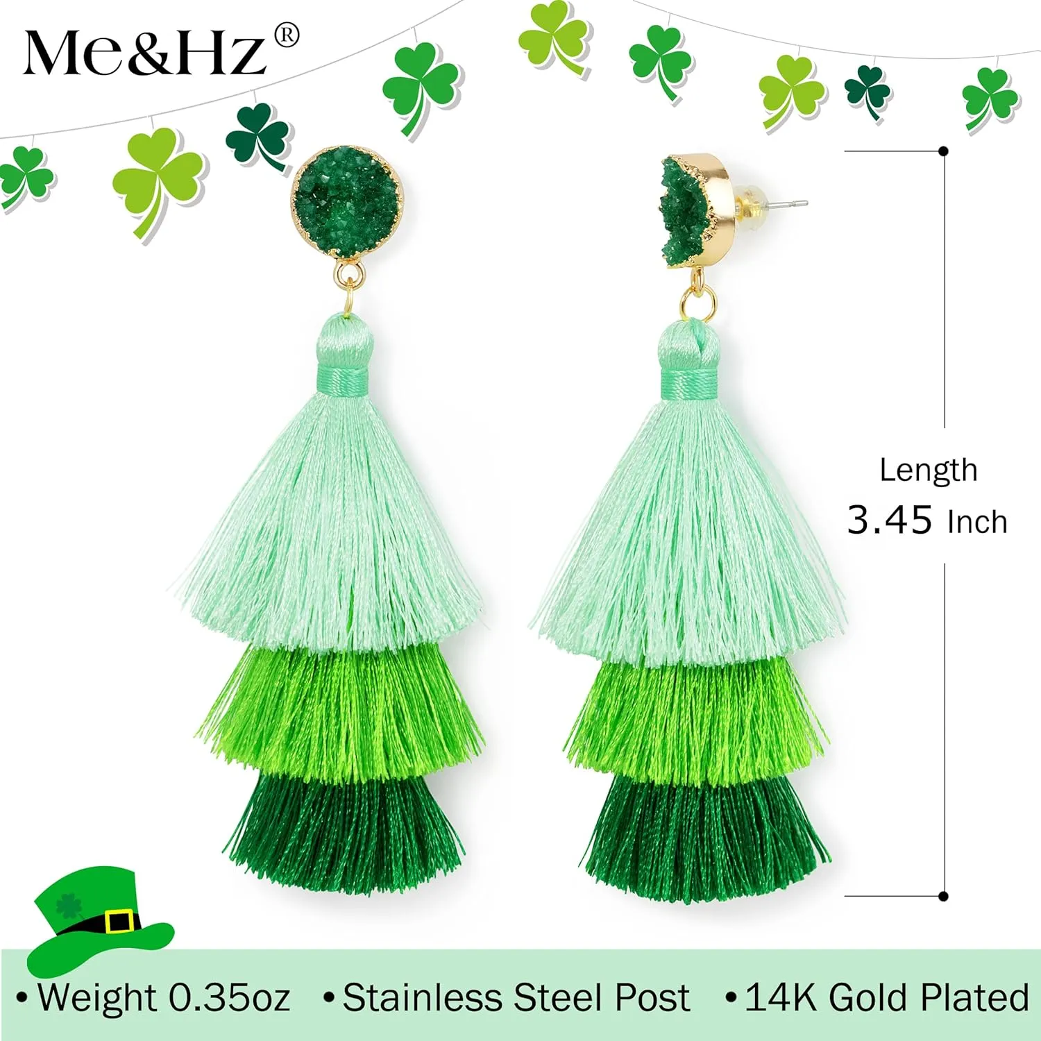 Me&Hz Colorful Layered Tassel Earrings Bohemian Statement Tiered Tassel Big Dangle Drop Earrings for Women Druzy Studs Christmas Mother's Day Gift