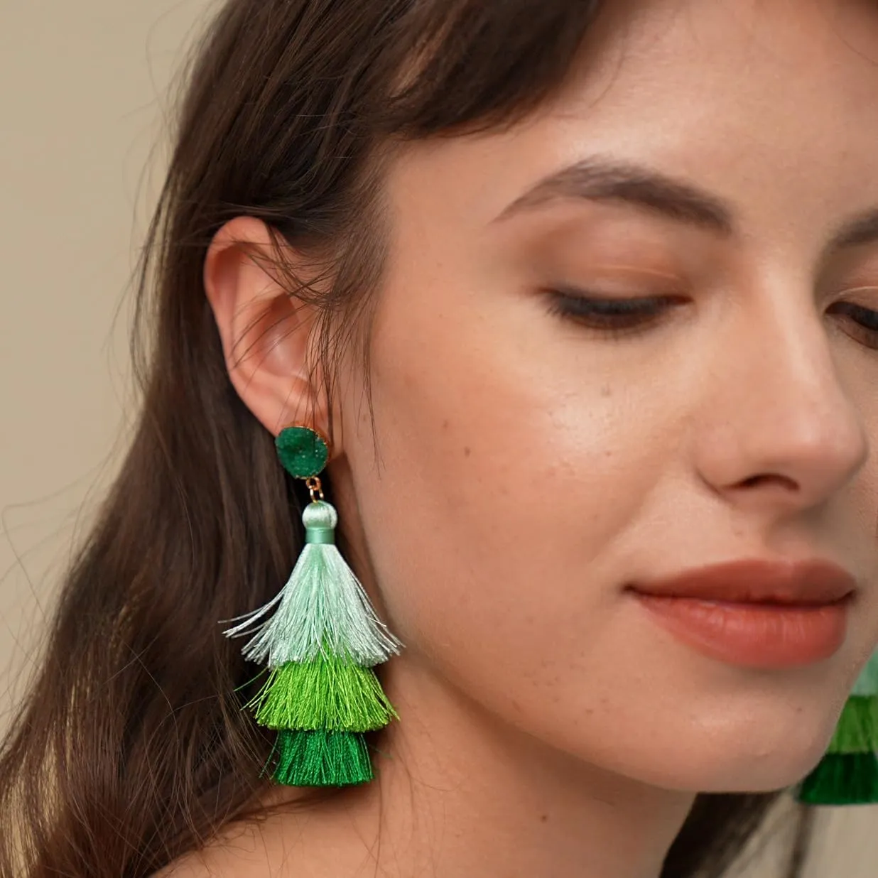 Me&Hz Colorful Layered Tassel Earrings Bohemian Statement Tiered Tassel Big Dangle Drop Earrings for Women Druzy Studs Christmas Mother's Day Gift
