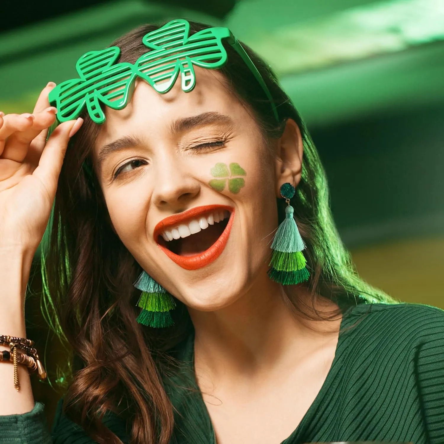 Me&Hz Colorful Layered Tassel Earrings Bohemian Statement Tiered Tassel Big Dangle Drop Earrings for Women Druzy Studs Christmas Mother's Day Gift