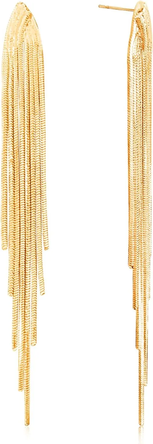 Minimalist Metal Snake Chain Parallel Stud Earrings Personalized Exquisite Long Alloy Sparkly Lightweight Tassel Stud Earrings for Women Jewelry Gifts