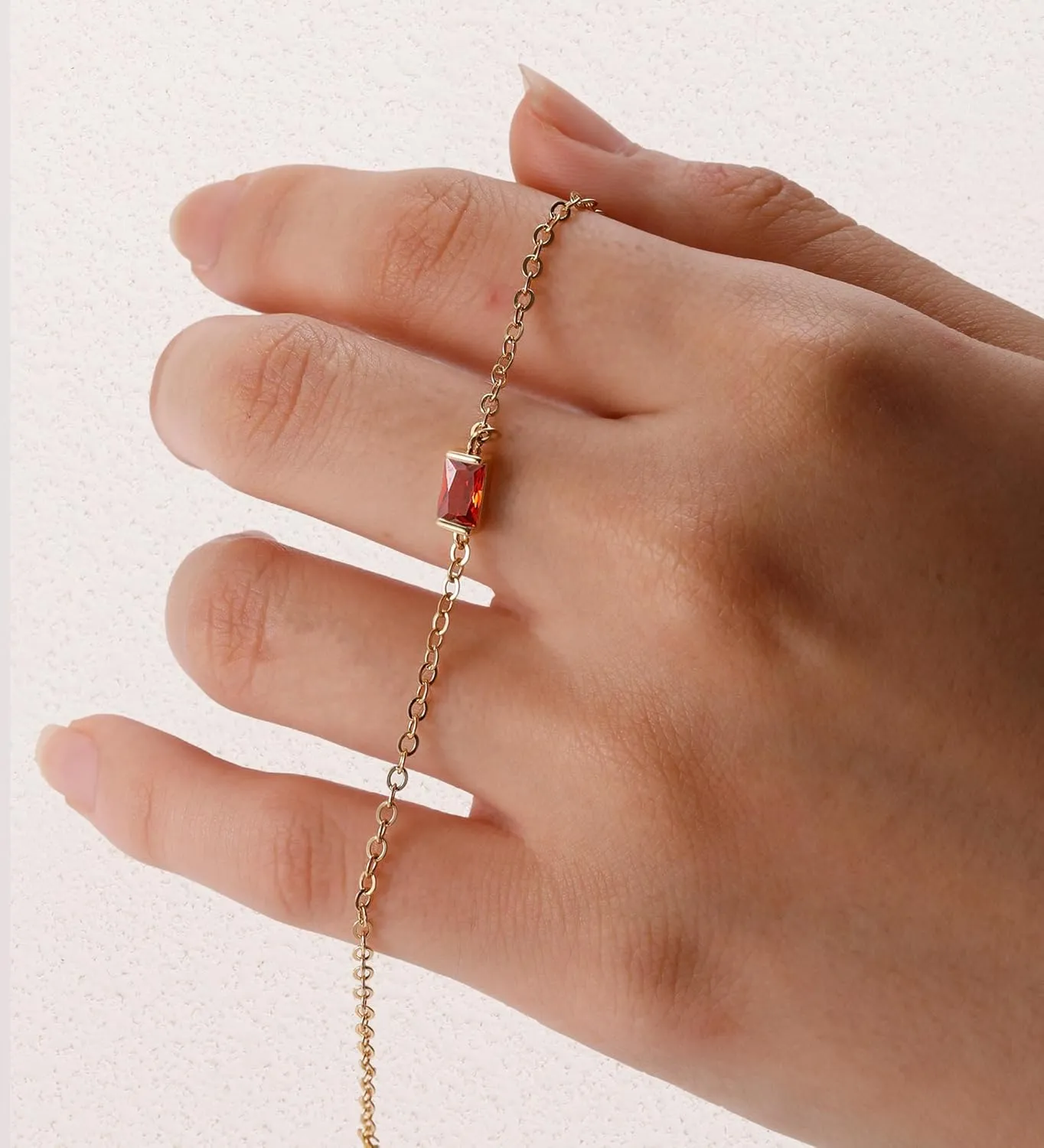 MJust Golden Birthstone Bracelets for Women, Link Birthstone Bracelets Jewelry for Mom & Wife.