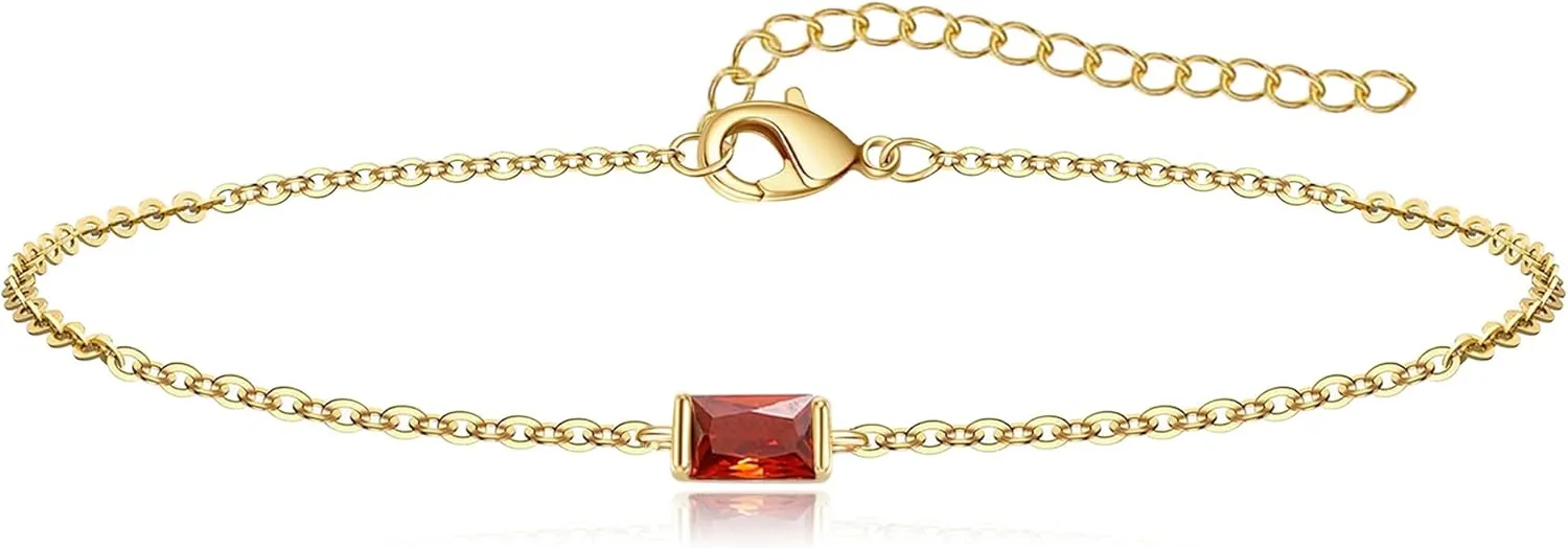 MJust Golden Birthstone Bracelets for Women, Link Birthstone Bracelets Jewelry for Mom & Wife.