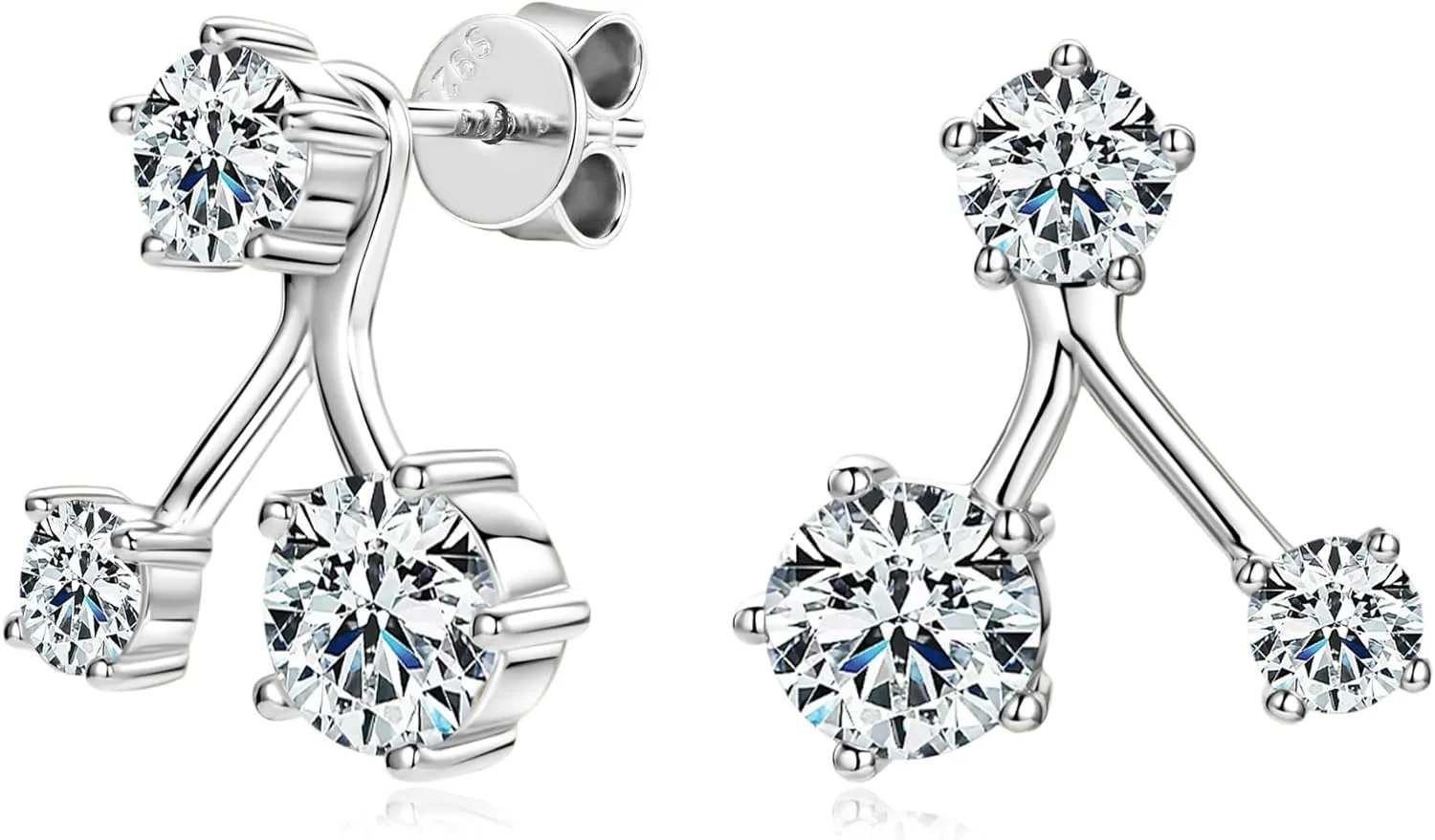 Moissanite Ear Jacket Earrings??Detachable Jackets Two Wearable Stud Earrings for Women, Lab Diamond 18K White Gold Plated D Color Round Cut 925 Sterling Silver Earrings, GRA Certified