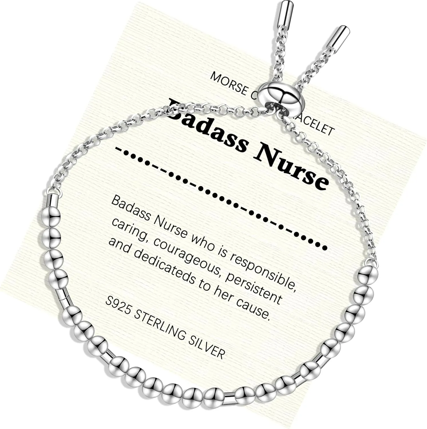 Morse Code Bracelet for Women - 925 Sterling Silver Inspirational Bracelets Adjustable Morse Code Bracelets Charm Jewelry Birthday Gifts Christmas Gifts