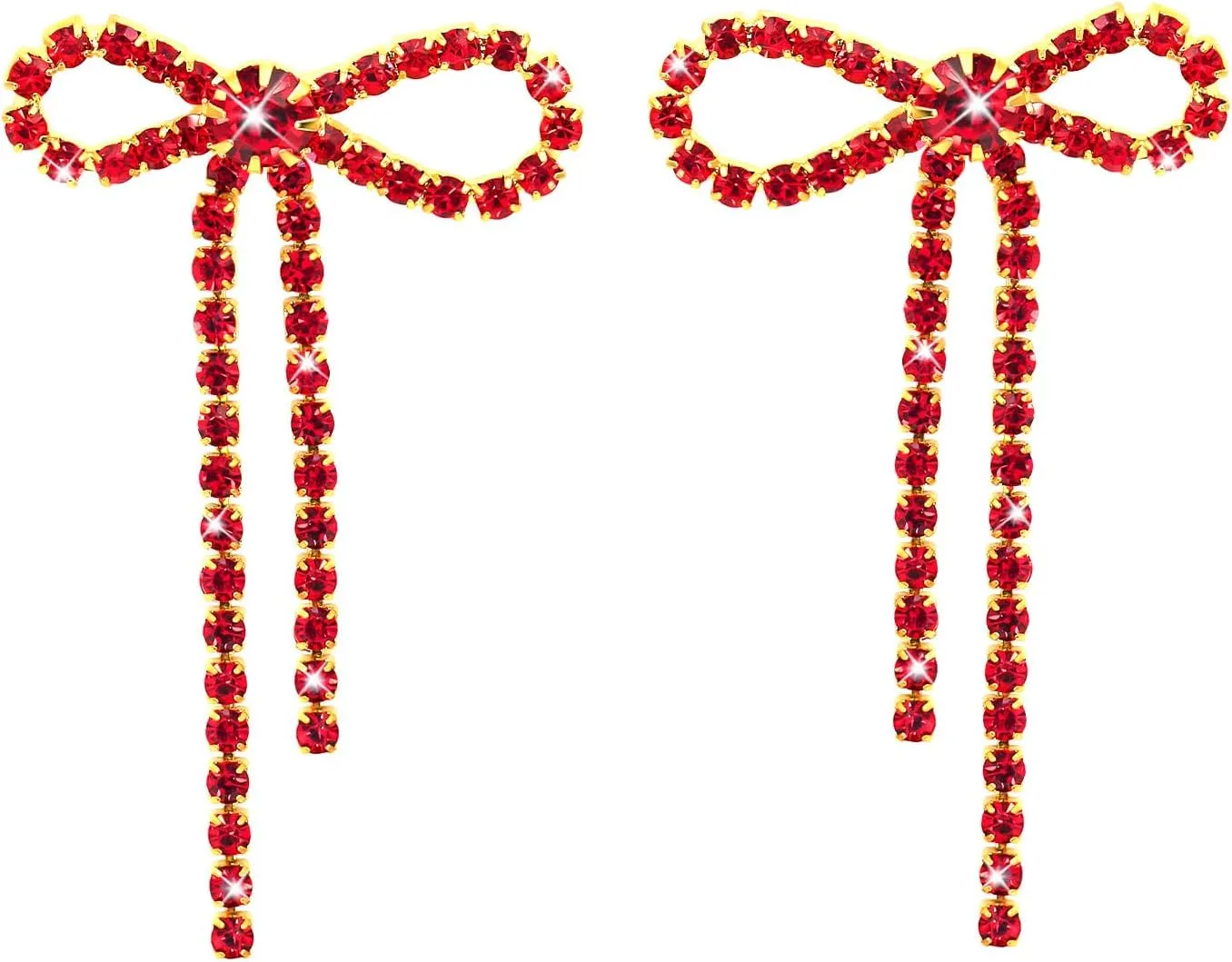 Nanafast Bow Rhinestone Earrings Long Dangle Drop Chandelier Tassel Bow Earrings for Women Wedding Bridal Earrings Party Prom Earrings