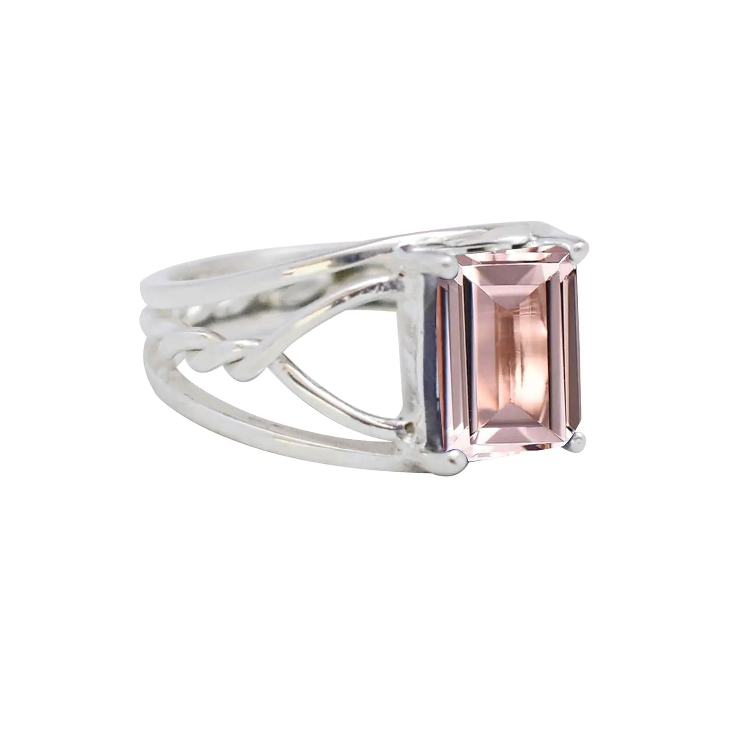 Natural Morganite Ring Unique Designing Band Ring For Women Proposal Gift For Any Occasions Gemstone Morganite Ring 925 Sterling Silver Handmade Birthstone Jewelry