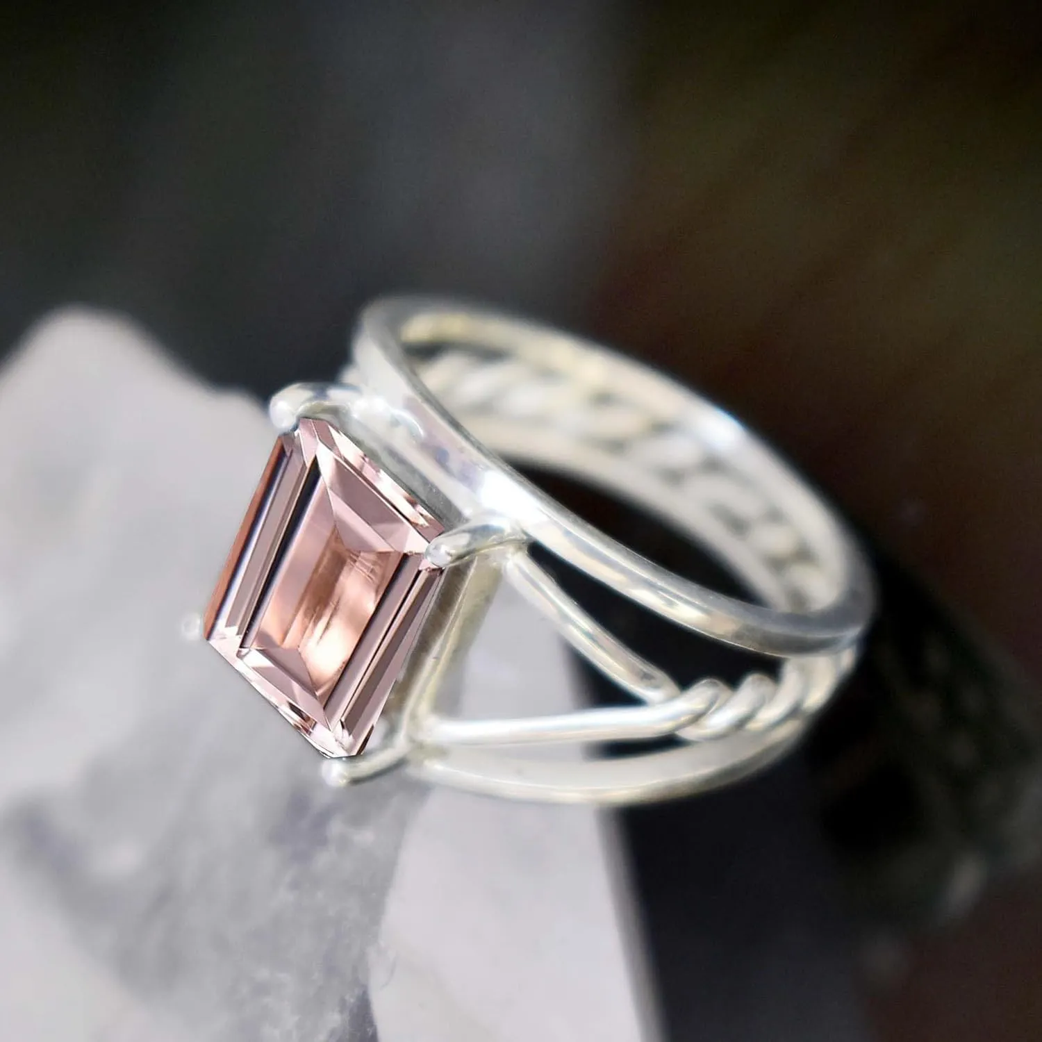 Natural Morganite Ring Unique Designing Band Ring For Women Proposal Gift For Any Occasions Gemstone Morganite Ring 925 Sterling Silver Handmade Birthstone Jewelry