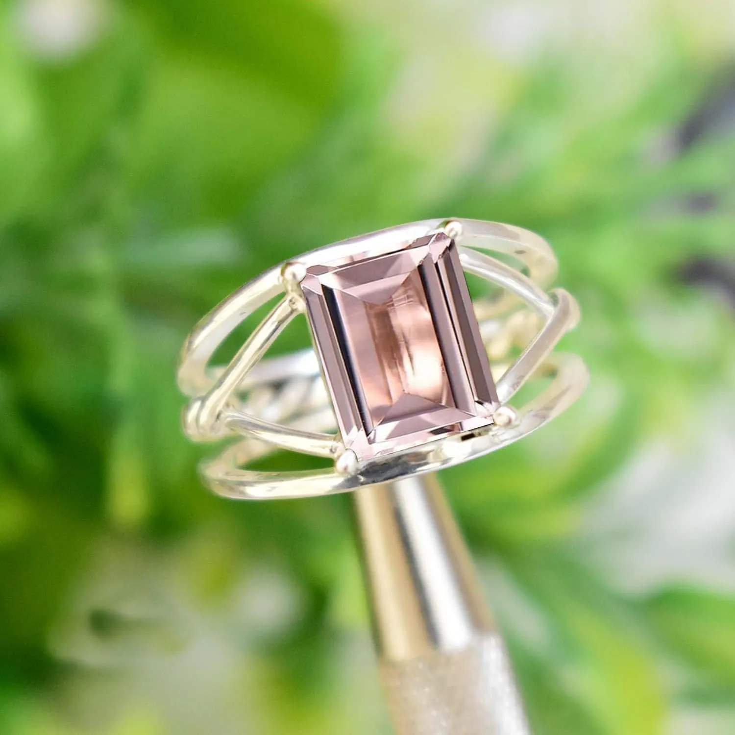 Natural Morganite Ring Unique Designing Band Ring For Women Proposal Gift For Any Occasions Gemstone Morganite Ring 925 Sterling Silver Handmade Birthstone Jewelry