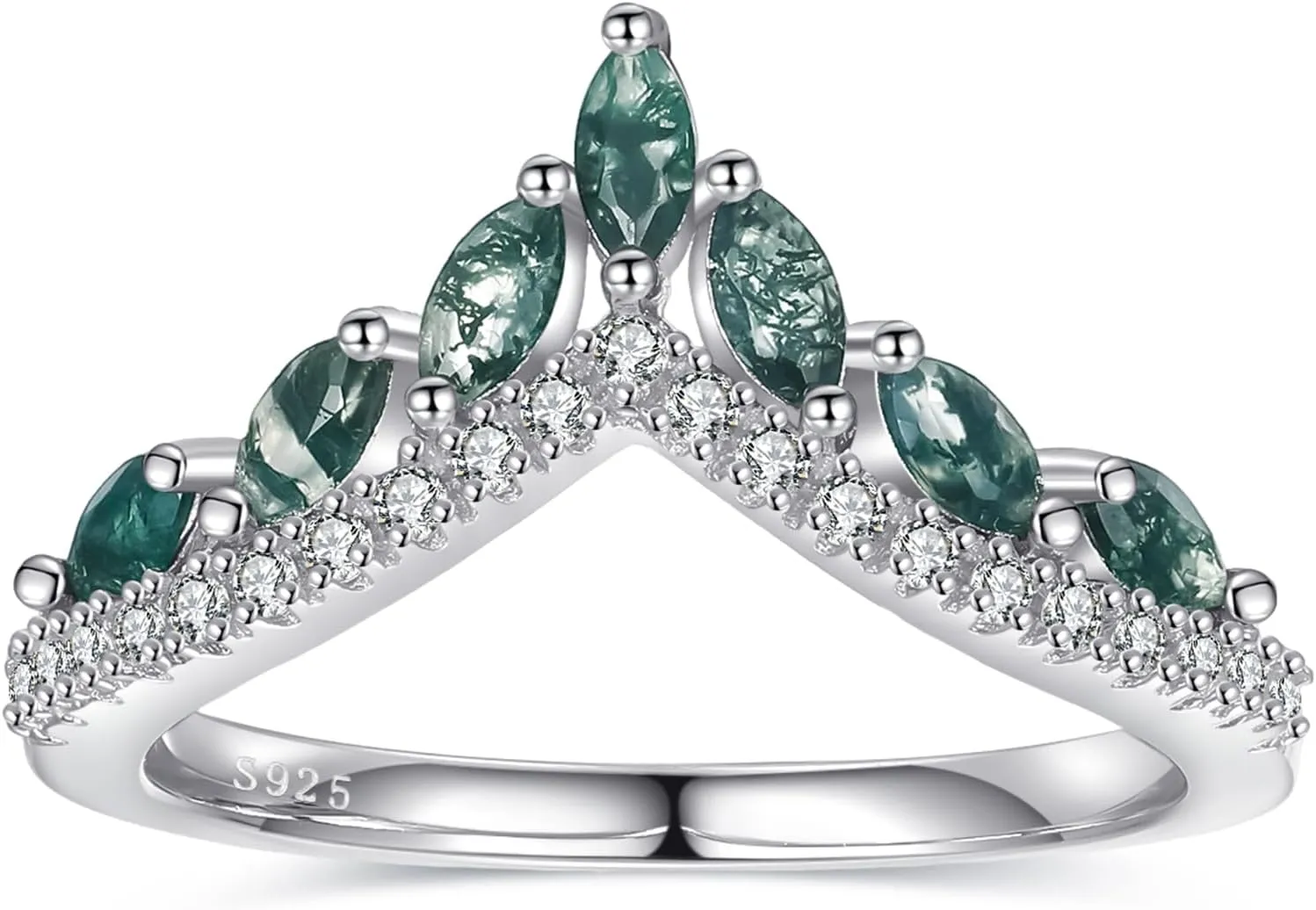 Natural Moss Agate Gemstone Rings 925 Sterling Silver Engagement Rings for Women Oval Cut Moss Agate Wedding Rings Promise Ring Size 5-9