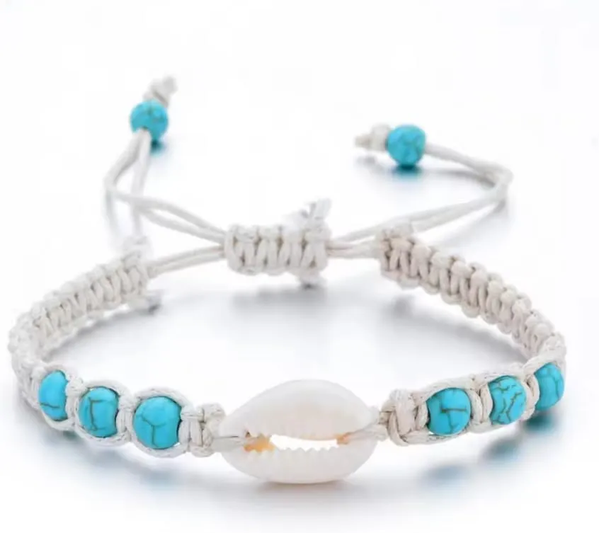 Natural Stone Hand-woven Shell Bracelet Men Women Adjustable Bracelets