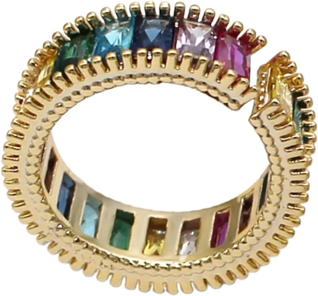 NOLITOY 1pc Rainbow Vintage Open Ring for Women Fashionable Open Toe Ring for Bridal Wedding Christmas Valentine's Day