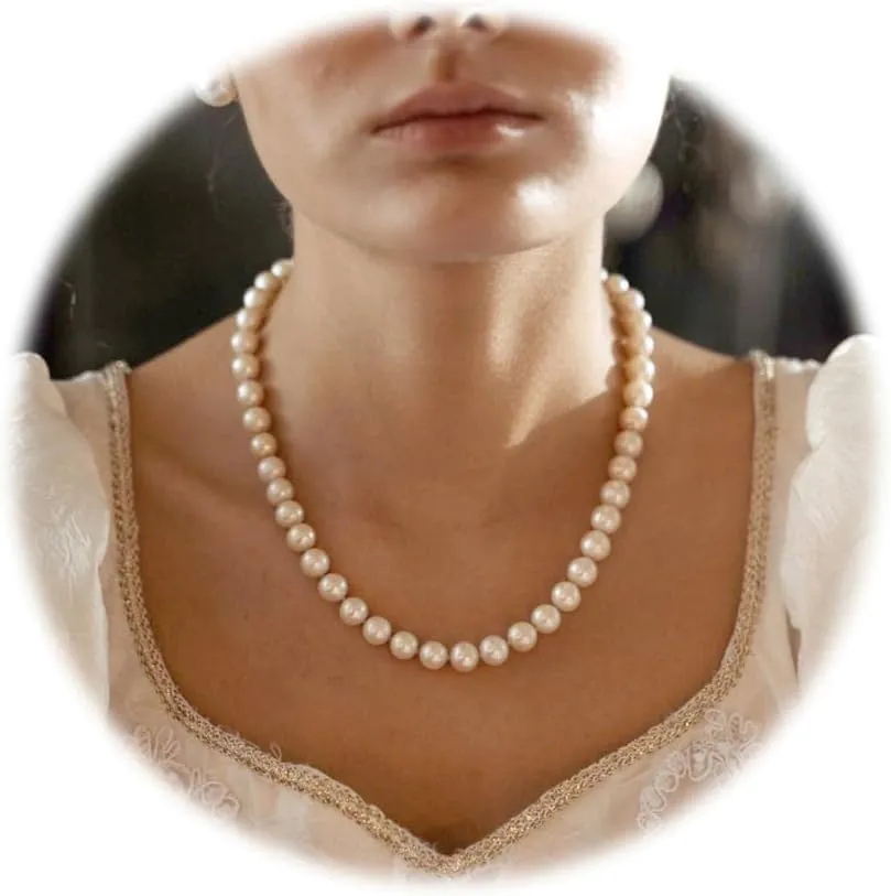 ORAZIO Pearl Necklaces for Women 14K Gold Plated Layered Pearls Choker Necklace Dainty Freshwater Pearl Pendant Necklace Gold Necklace with Pearl Jewelry Gift for Women