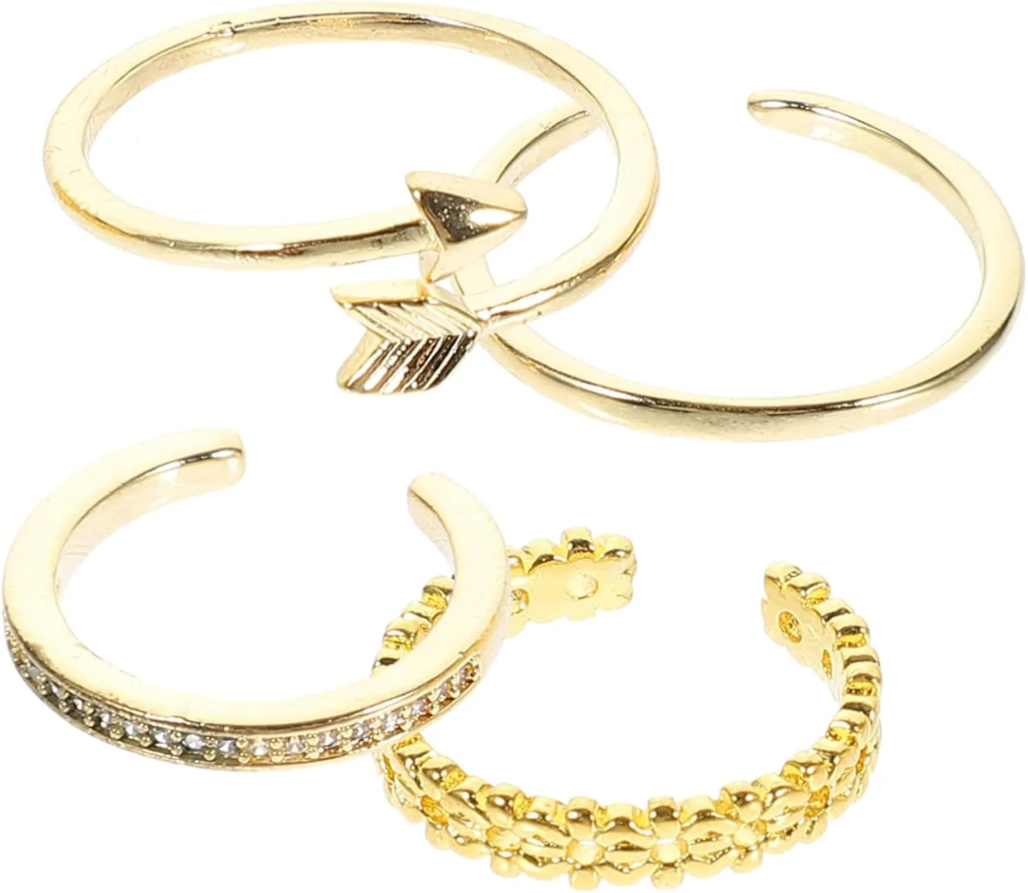 PartyKindom 4pcs Adjustable Metal Ring for Women Unique Statement Jewelry for Parties Birthdays and Daily Wear Stylish Finger Decor for Teen