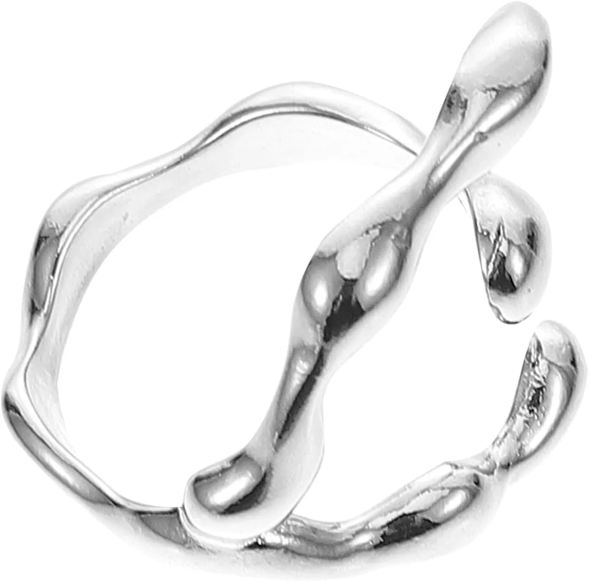 PartyKindom Healthy Comfortable Silver Open Ring Adjustable Knuckle Ring High Polished Bamboo Look Perfect Present for Friends Family
