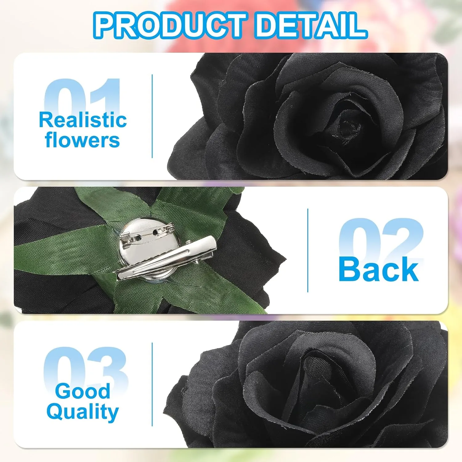 PATIKIL Rose Boho Hair Clips, Fabric Flower Brooch Pins for Women Wedding Party Dance Dress Clothes Accessories Valentine's Day Gifts