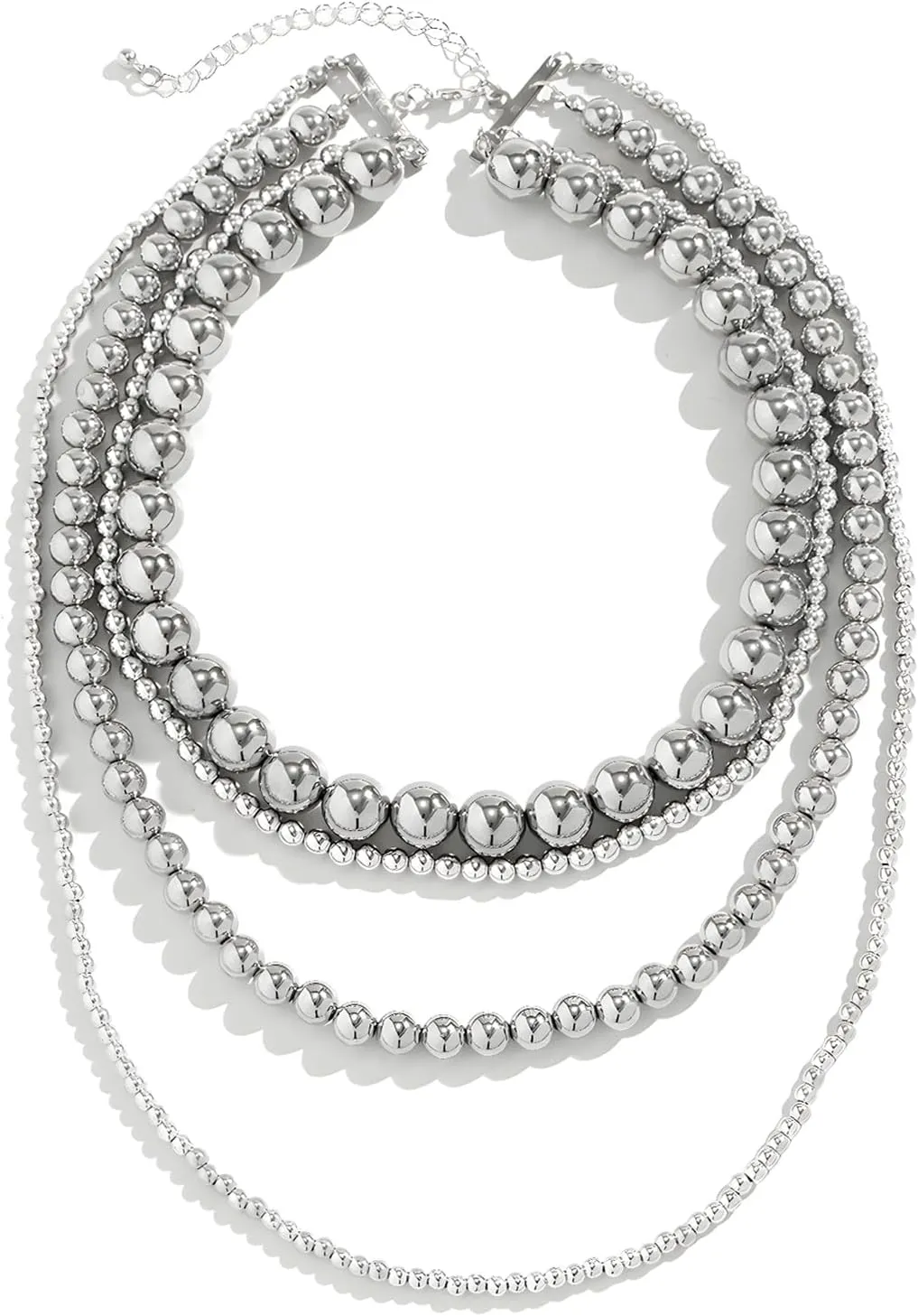 Pearl Necklace for Women Multi Strand Beaded Bib Necklace Chunky Pearl Statement Necklace Costume Jewelry Pearl Necklace and Earring Set