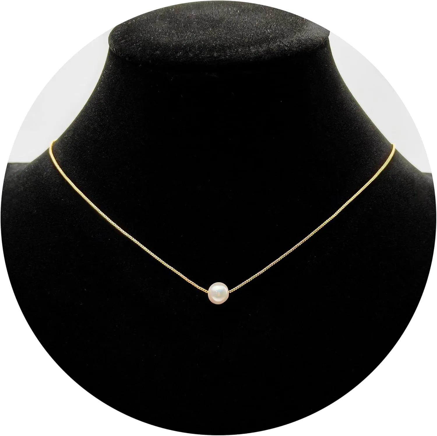 PEARLIE Dainty Necklaces for Women, 8-9MM Round Bead Natrual Pearl Necklace, Handpick Freshwater Cultured Pearl Beads Choker for for Charm Women V Neck Dress Accessorie