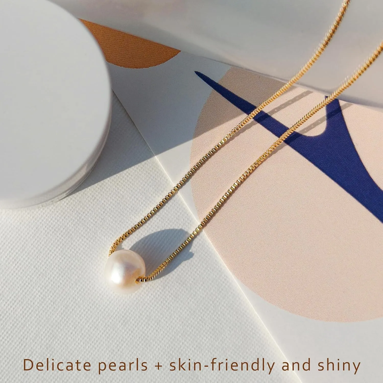 PEARLIE Dainty Necklaces for Women, 8-9MM Round Bead Natrual Pearl Necklace, Handpick Freshwater Cultured Pearl Beads Choker for for Charm Women V Neck Dress Accessorie