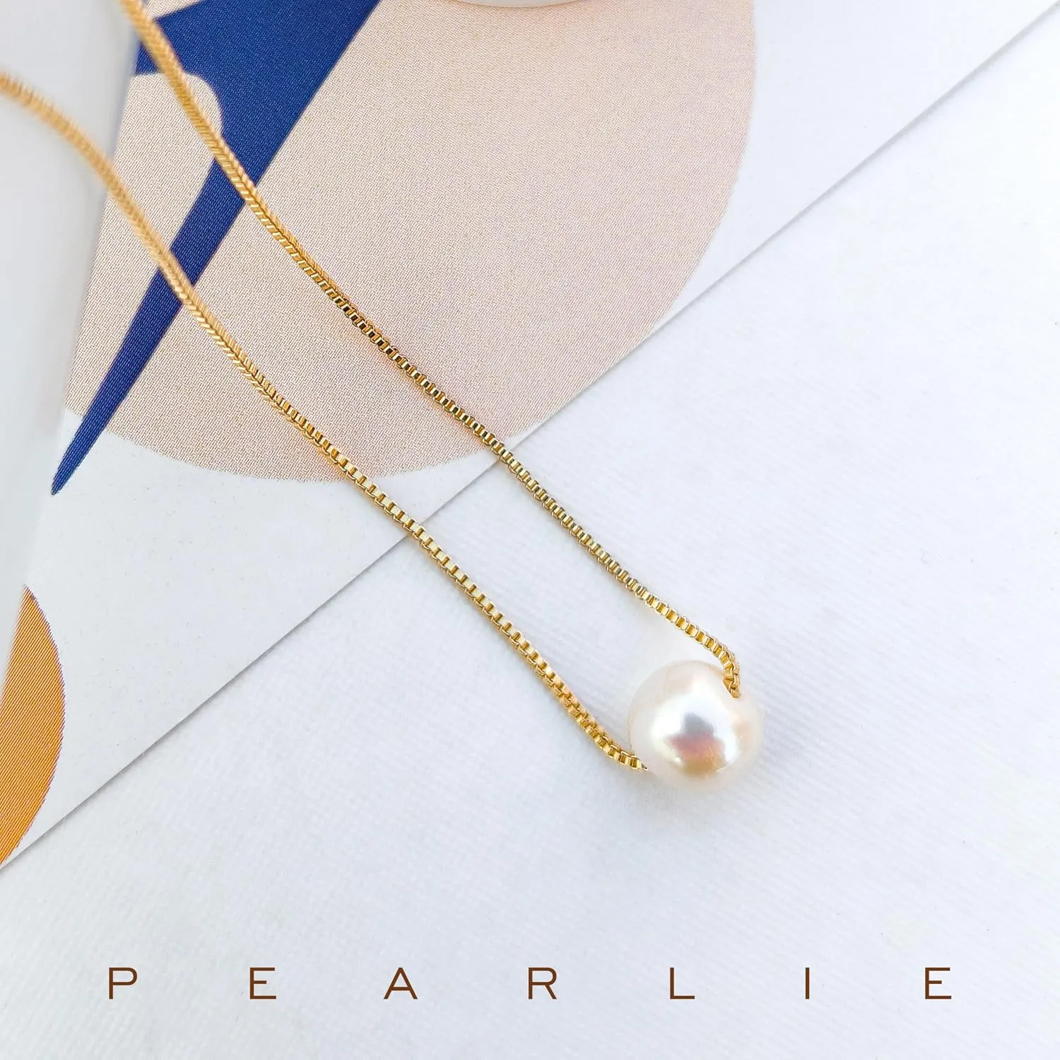 PEARLIE Dainty Necklaces for Women, 8-9MM Round Bead Natrual Pearl Necklace, Handpick Freshwater Cultured Pearl Beads Choker for for Charm Women V Neck Dress Accessorie