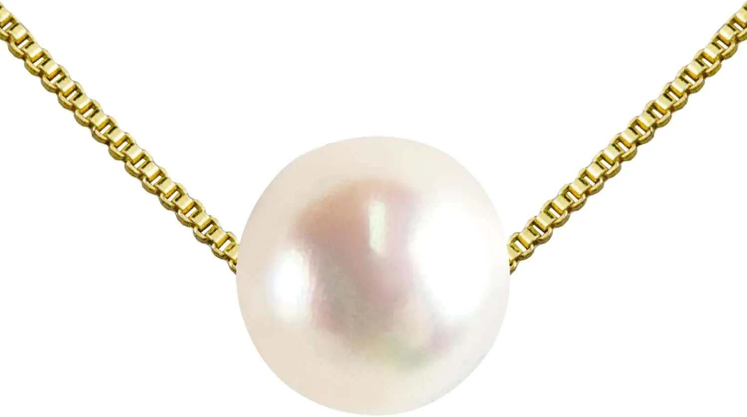 PEARLIE Dainty Necklaces for Women, Natrual Pearl Necklace 8-9MM Bead, Handpick Freshwater Cultured Pearl Beads Choker for Charm Women V Neck Dress Accessorie
