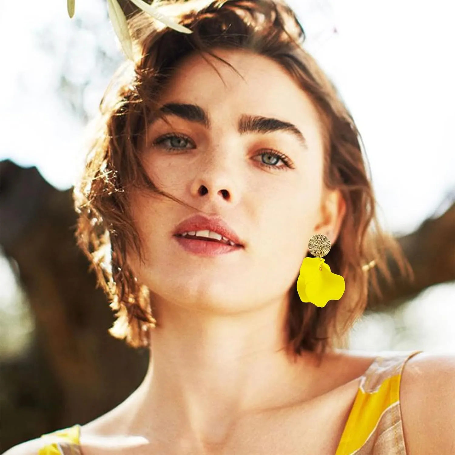Petal Dangle Earrings for Women Petal Tassel Flower Earrings Hot Pink Earrings Raffia Drop Statement Earrings for Women