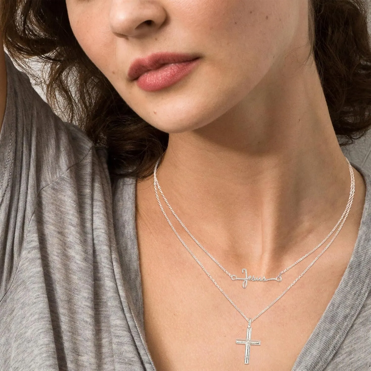 PRAYMOS 925 Sterling Silver Cross Necklace for Women Men Crucifix Cross Pendant Necklaces Simple Jewelry Gifts