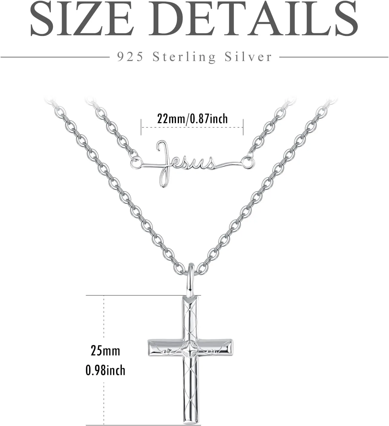 PRAYMOS 925 Sterling Silver Cross Necklace for Women Men Crucifix Cross Pendant Necklaces Simple Jewelry Gifts