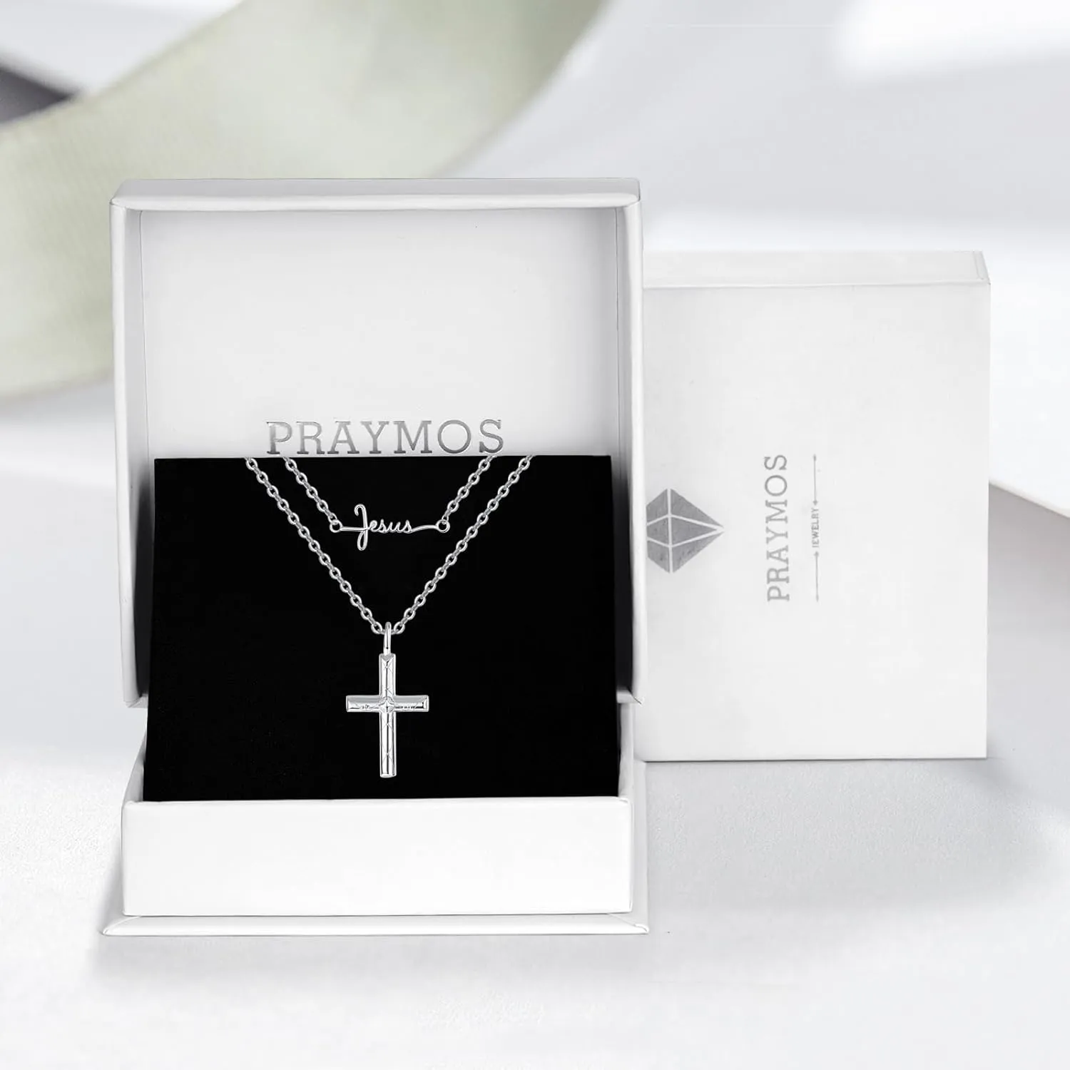 PRAYMOS 925 Sterling Silver Cross Necklace for Women Men Crucifix Cross Pendant Necklaces Simple Jewelry Gifts