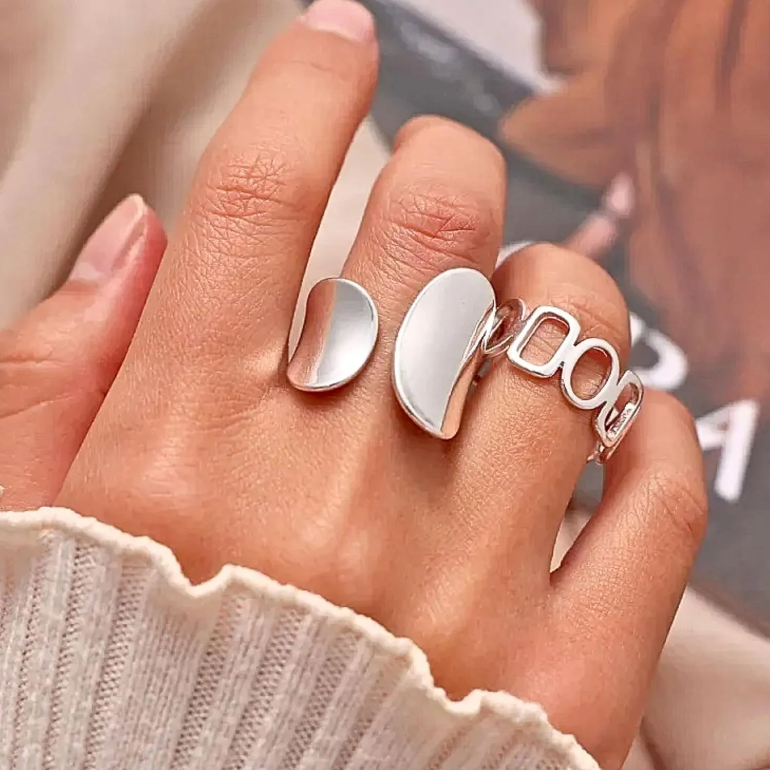 QueenBee 925 Sterling Silver Adjustable ?C Hypoallergenic, Non-Tarnish Stacking Piece for Women, Minimalist Curve Design, Smooth Finish, Gift for Birthday, Mother??s Day, Holiday Jewelry