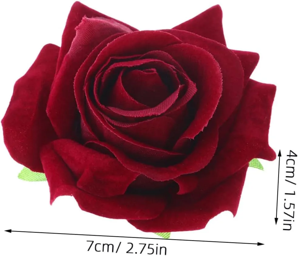 Red Rose Hairpin Artificial Flower Hair Accessories for Women for Weddings Beach Vacations Festivals