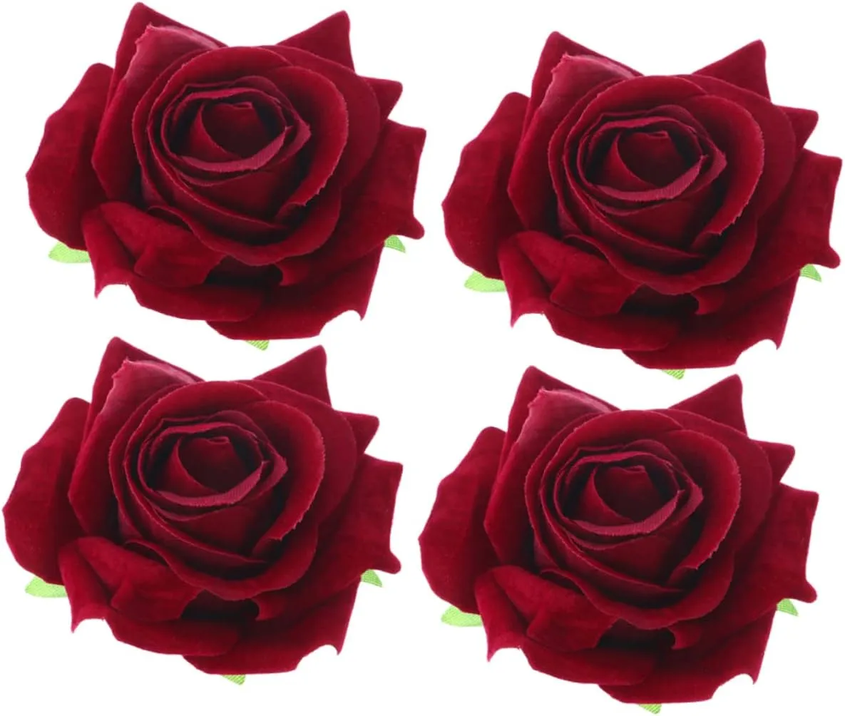 Red Rose Hairpin Artificial Flower Hair Accessories for Women for Weddings Beach Vacations Festivals