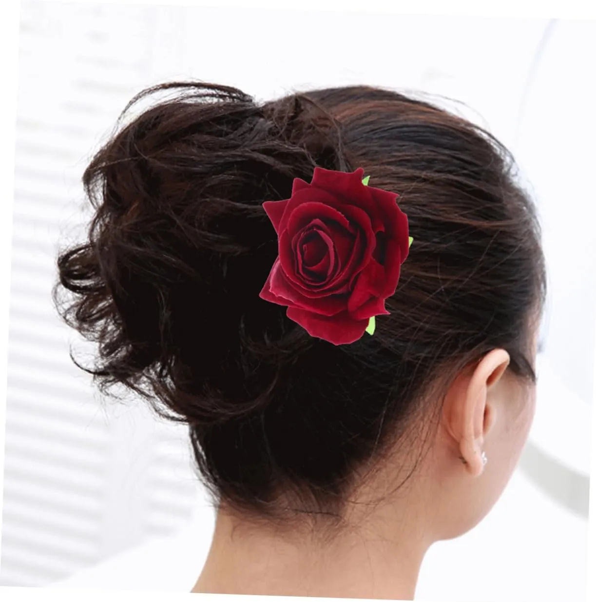 Red Rose Hairpin Artificial Flower Hair Accessories for Women for Weddings Beach Vacations Festivals