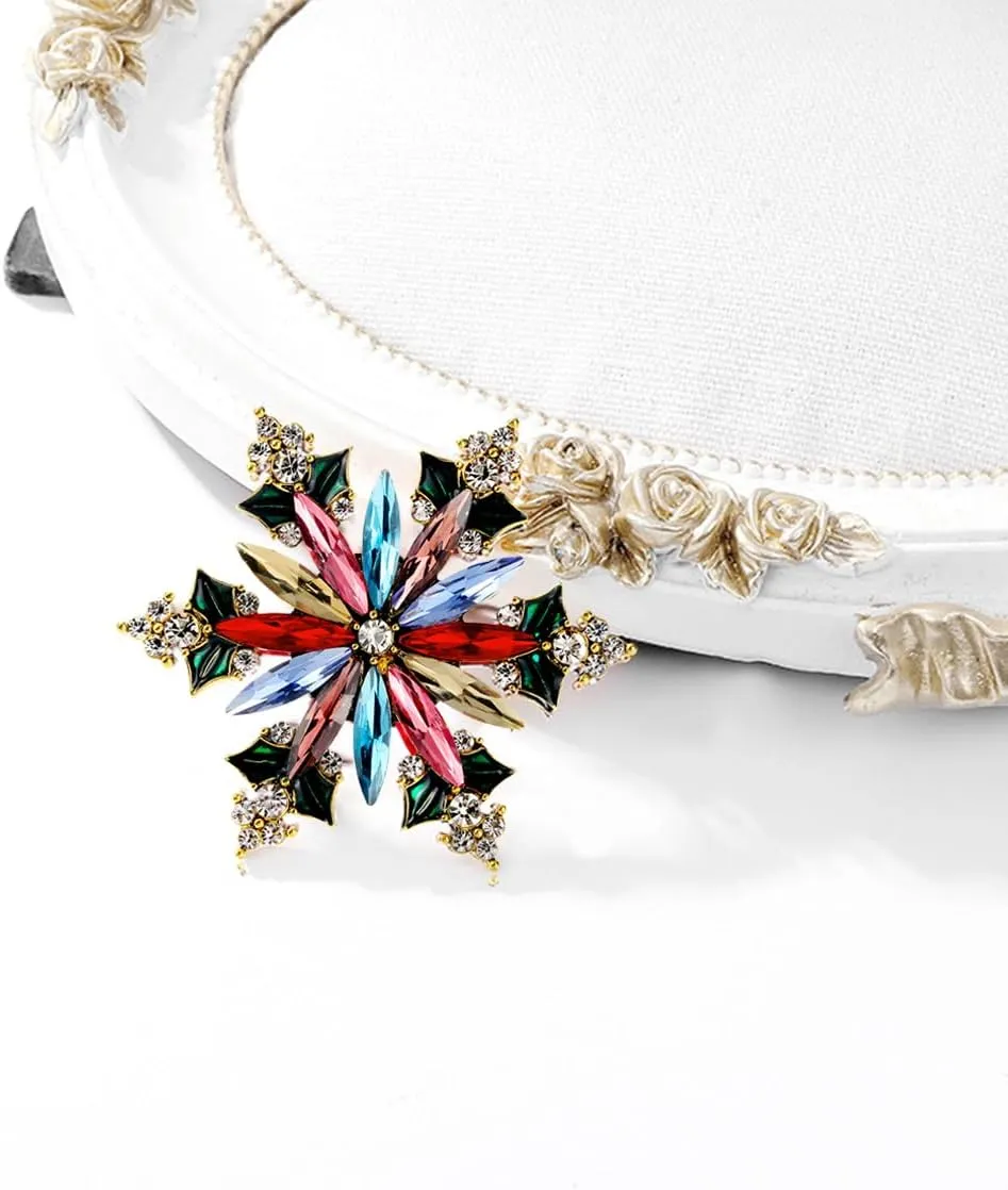 Rhinestone Flower Brooch Pin for Women Red Black Purple Flower Brooch Hat Christmas Brooch Jewelry
