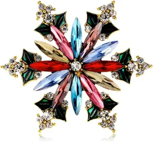 Rhinestone Flower Brooch Pin for Women Red Black Purple Flower Brooch Hat Christmas Brooch Jewelry