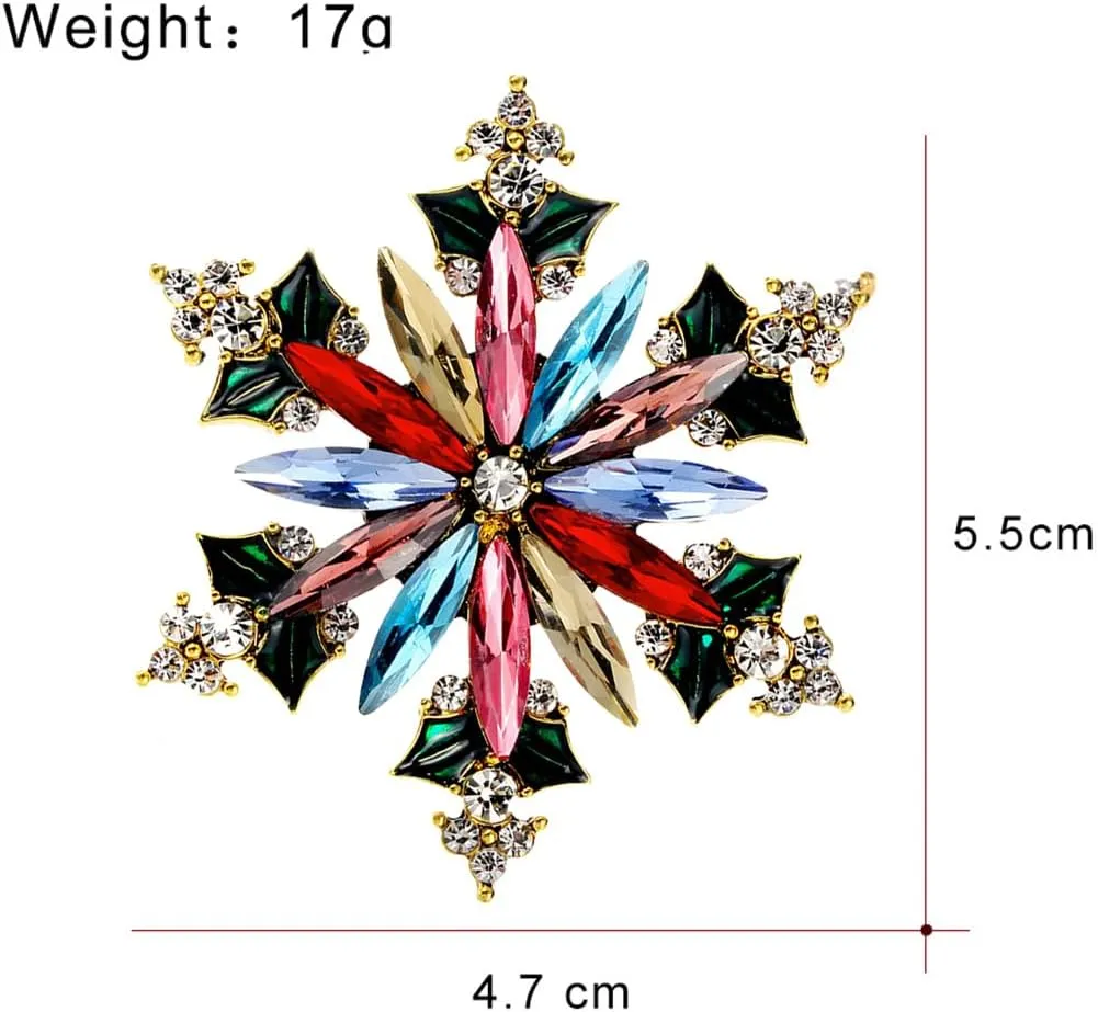 Rhinestone Flower Brooch Pin for Women Red Black Purple Flower Brooch Hat Christmas Brooch Jewelry