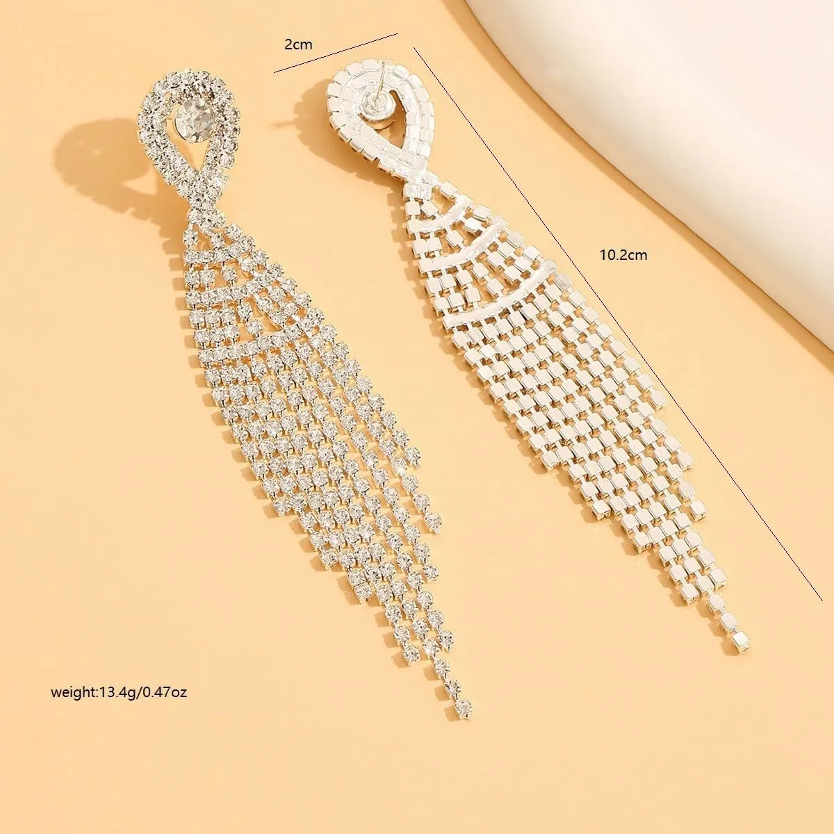Rhinestone Tassel Earrings for Women Sparkly Prom Dangle Earrings Long Chandelier Bling Crystal Drop Statement Earrings Wedding Party Prom Dress Jewerly Gifts