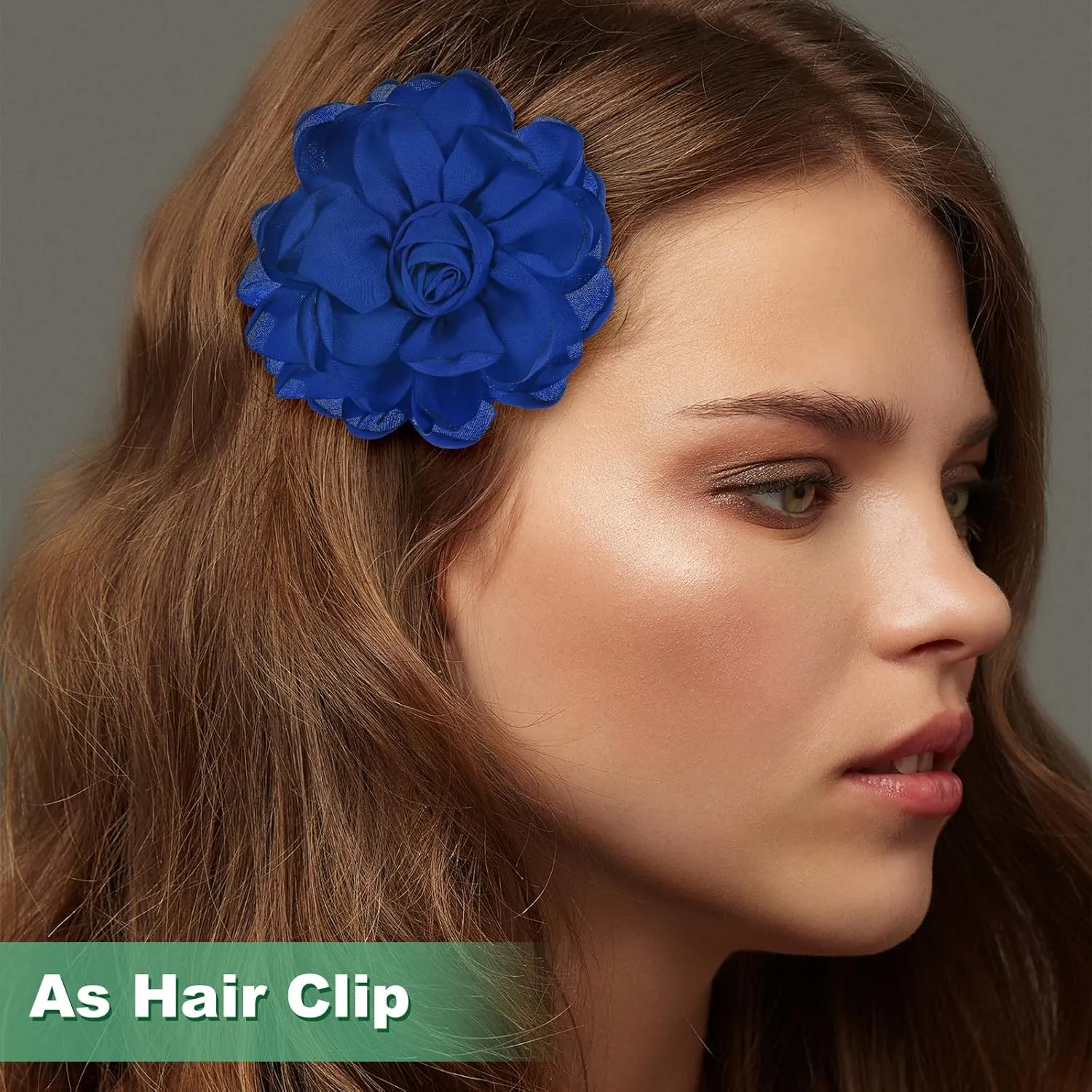 Rose Flower Brooches and Pins for Women, Lapel Pins Dainty Satin Fabric Big Camellia Hair Flowers Clips for Wedding/Parties/Clothes