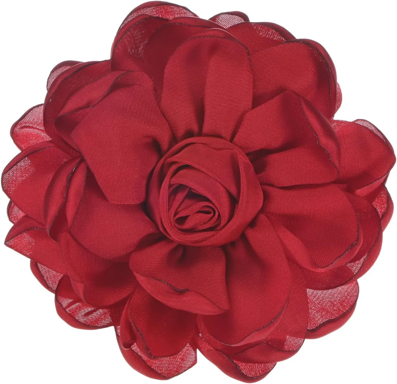Rose Flower Brooches and Pins for Women, Lapel Pins Dainty Satin Fabric Big Camellia Hair Flowers Clips for Wedding/Parties/Clothes/Jewelry