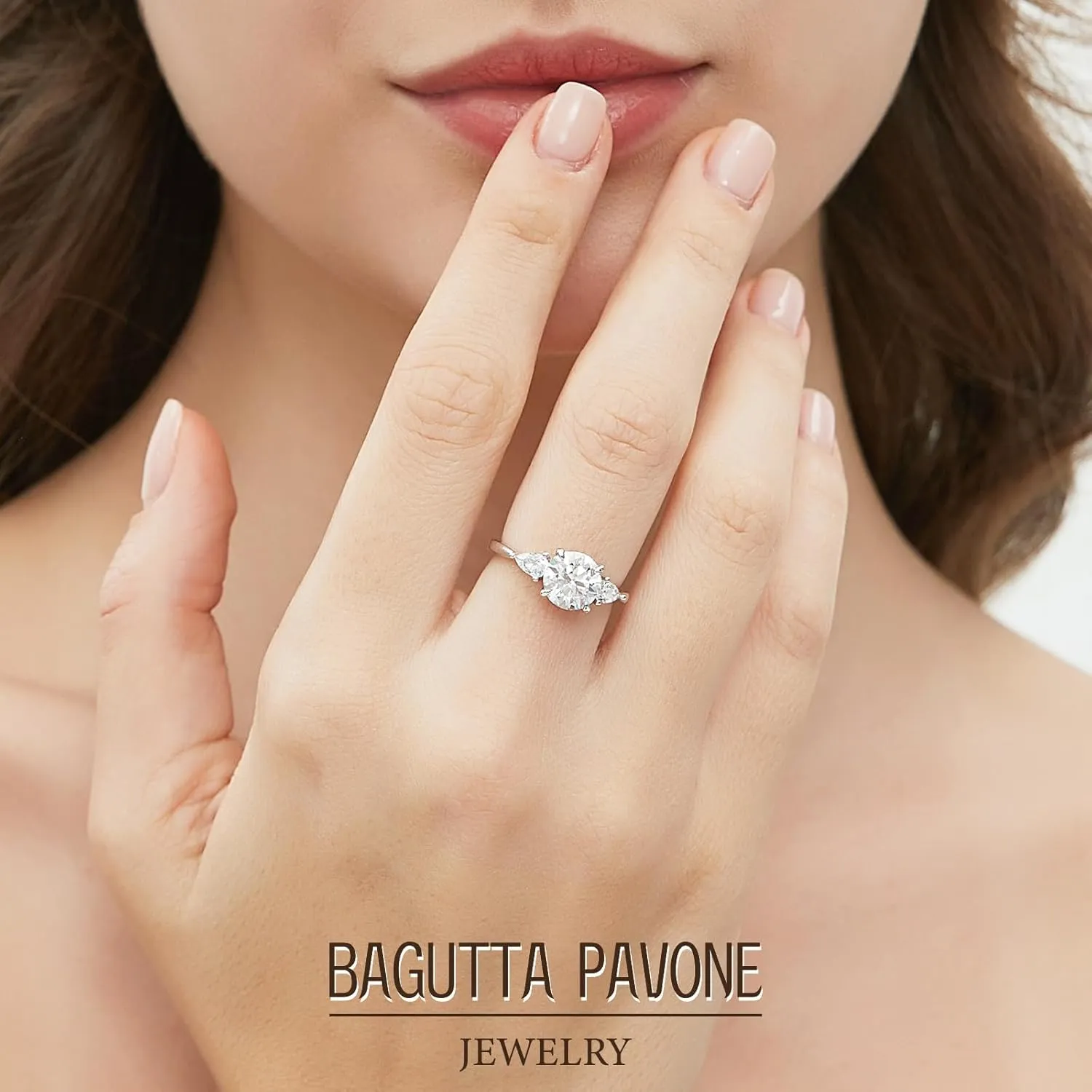 Round/Flower Moissanite Engagement Rings for Women,Engagement Promise Ring in 925 Sterling Silver with 18K White Gold Plated,D Color VVS1 Moissanite Wedding Rings 1.5/2/3CT